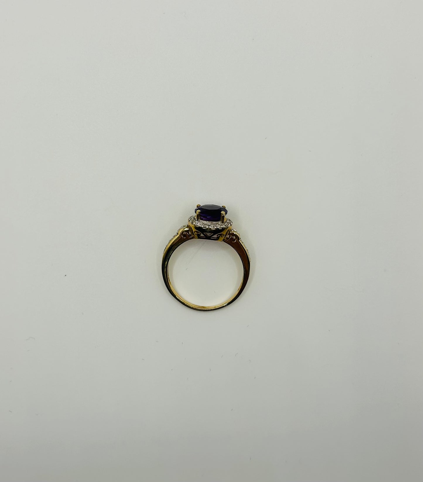 Amethyst w/ Diamond Halo Ring (.33pts t.w.) in 10K Yellow Gold