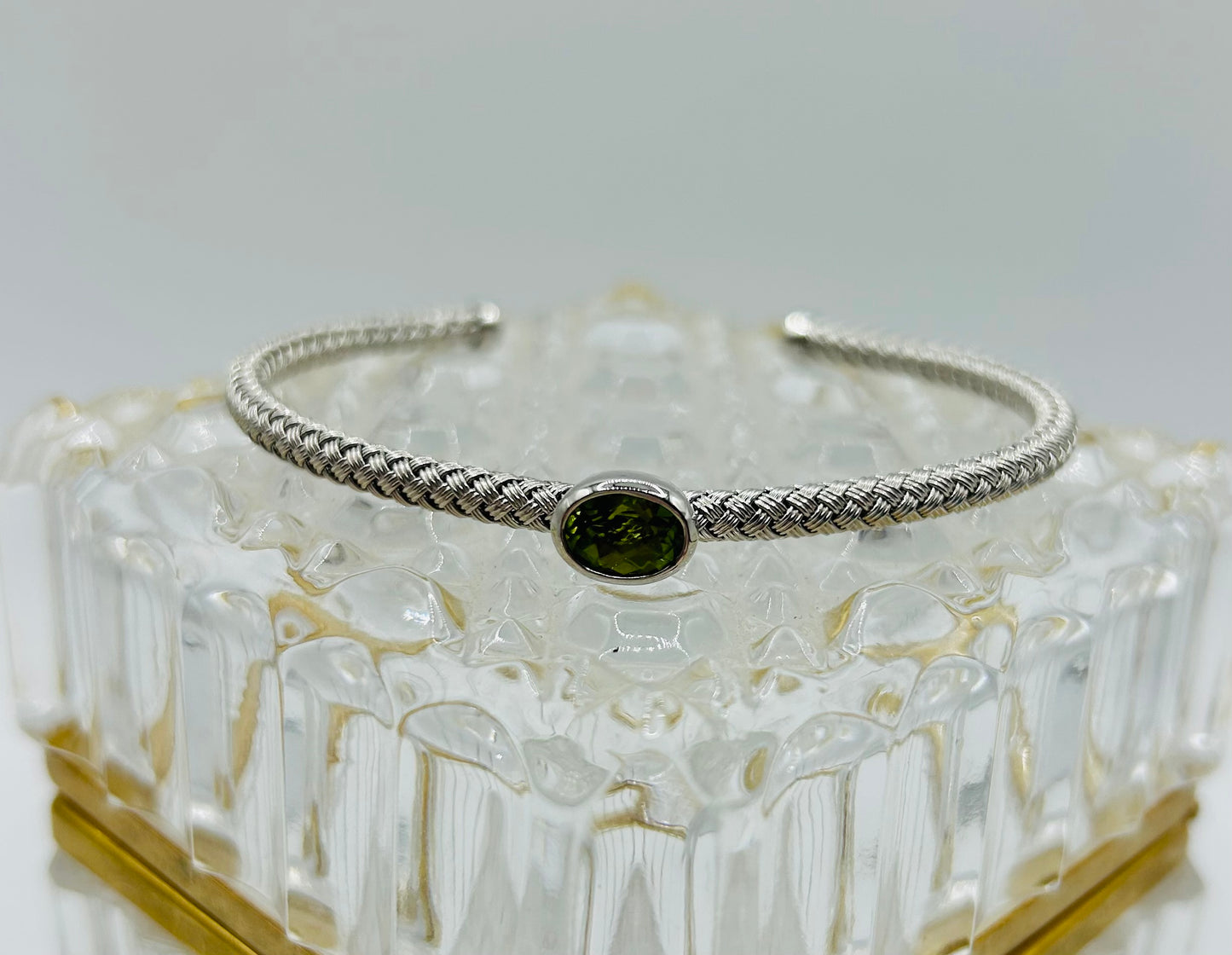 Peridot Cuff Bracelet in Sterling Silver
