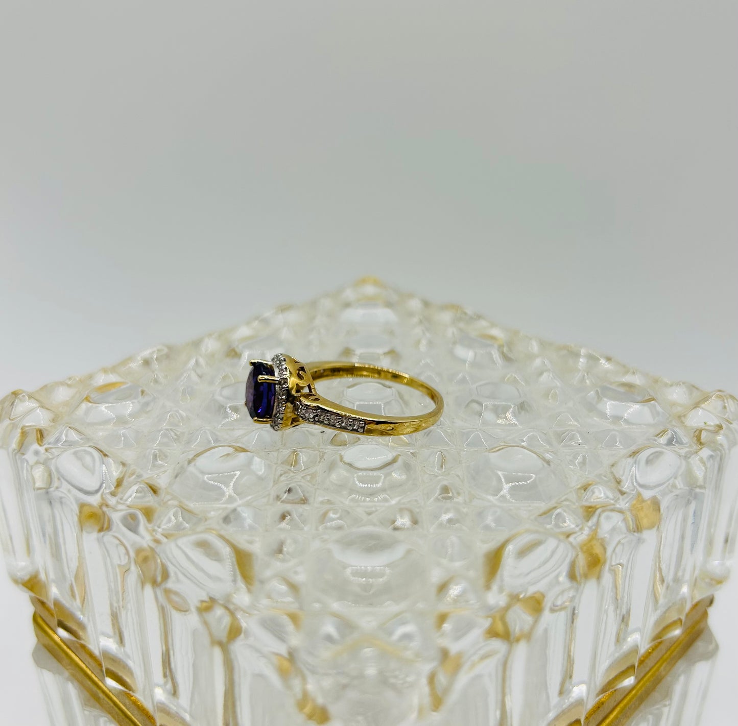 Amethyst w/ Diamond Halo Ring (.33pts t.w.) in 10K Yellow Gold