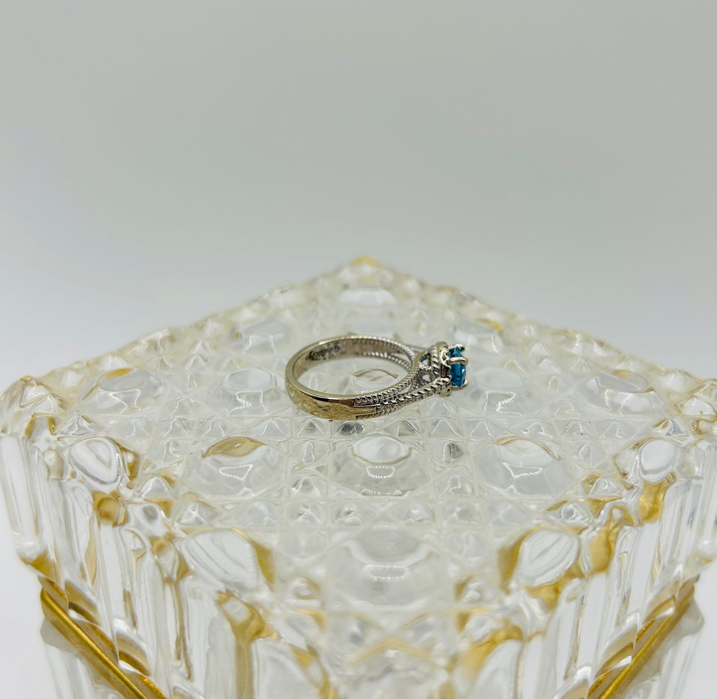 Blue Topaz Ring w/ Diamond Halo (.33pts t.w.) in 14K White Gold