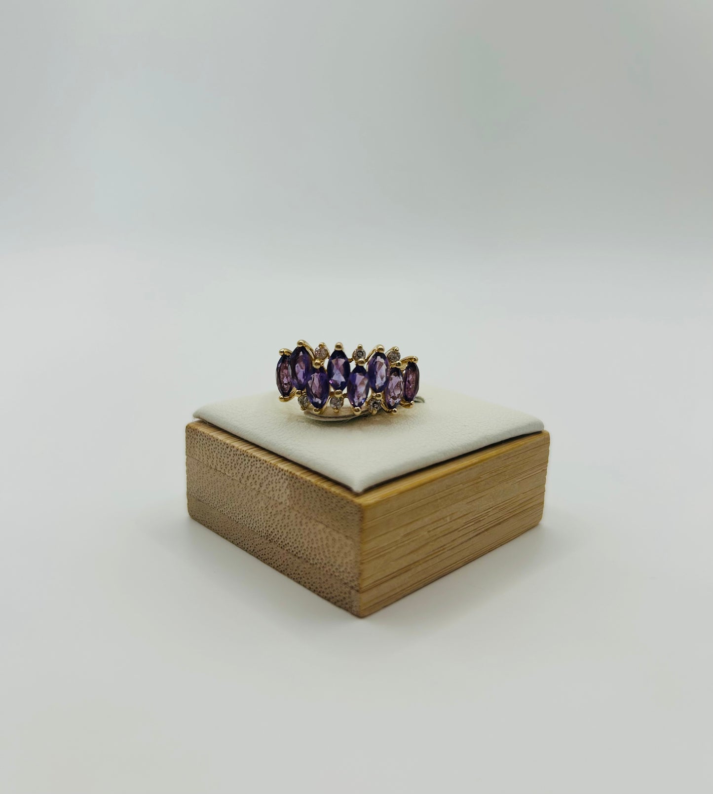 Amethyst & Diamond High Profile Ring (.10pts t.w.) in 14K Yellow Gold