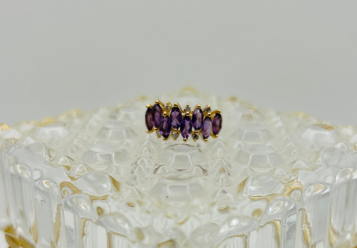 Amethyst & Diamond High Profile Ring (.10pts t.w.) in 14K Yellow Gold