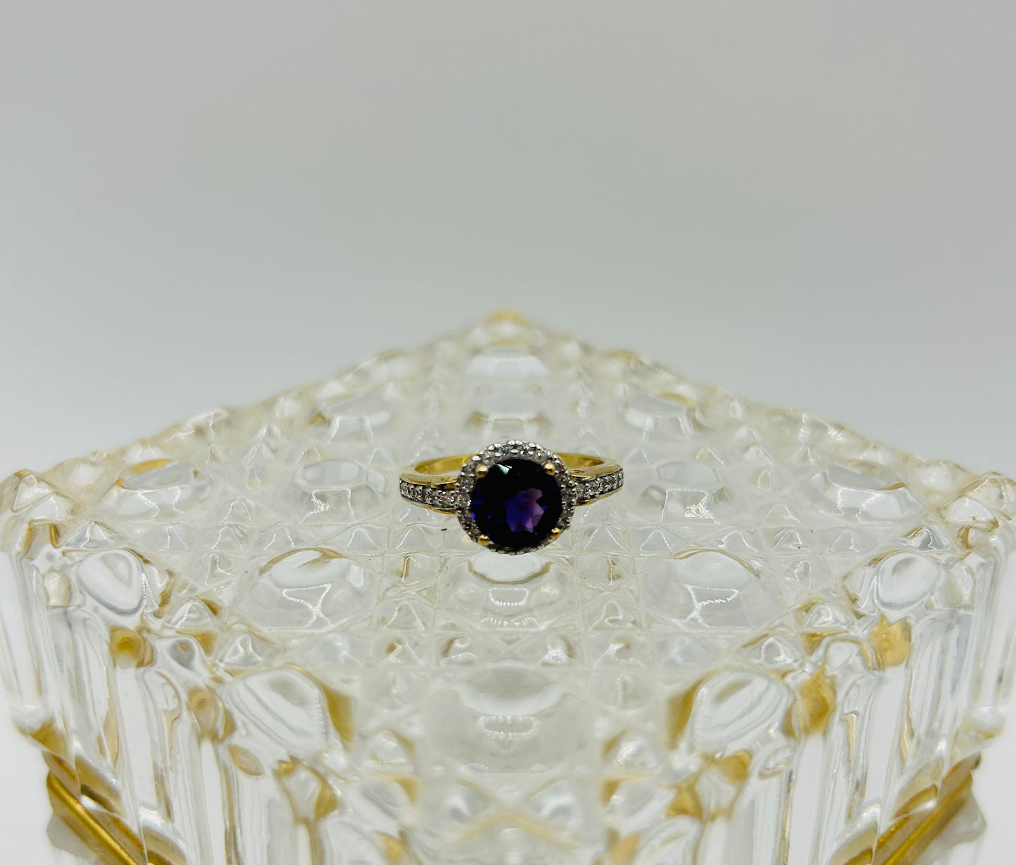 Amethyst w/ Diamond Halo Ring (.33pts t.w.) in 10K Yellow Gold