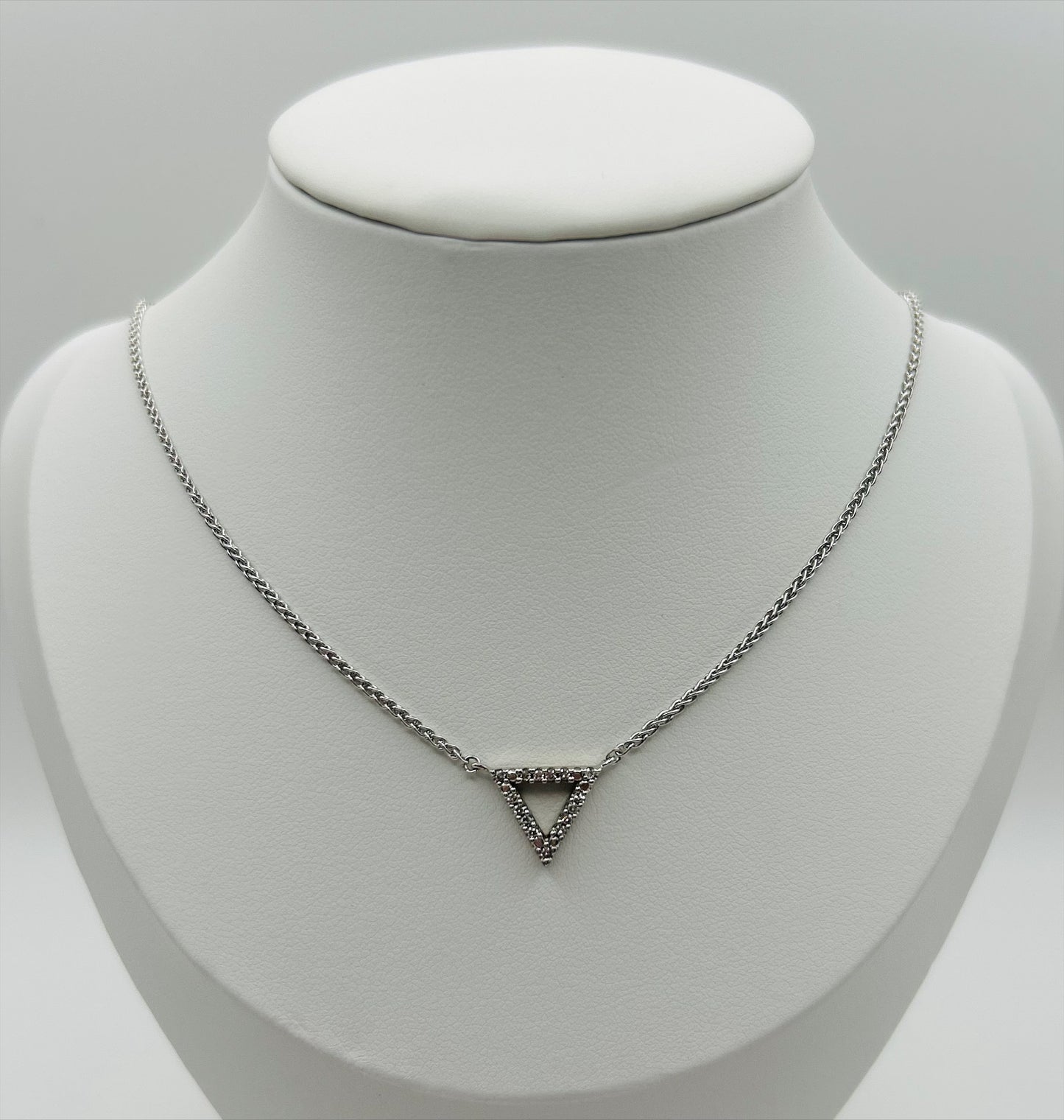 Triangle Shaped Diamond Pendant (.10pts t.w.) in Sterling Silver