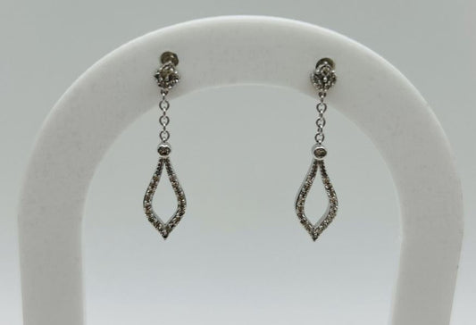Tear-drop Diamond Dangle Earrings (.25pts t.w.) in 14kt White Gold