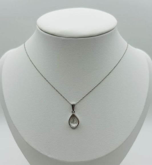 Pear Shaped Shimmering Diamond Pendant (.07pts t.w.) in 14kt White Gold