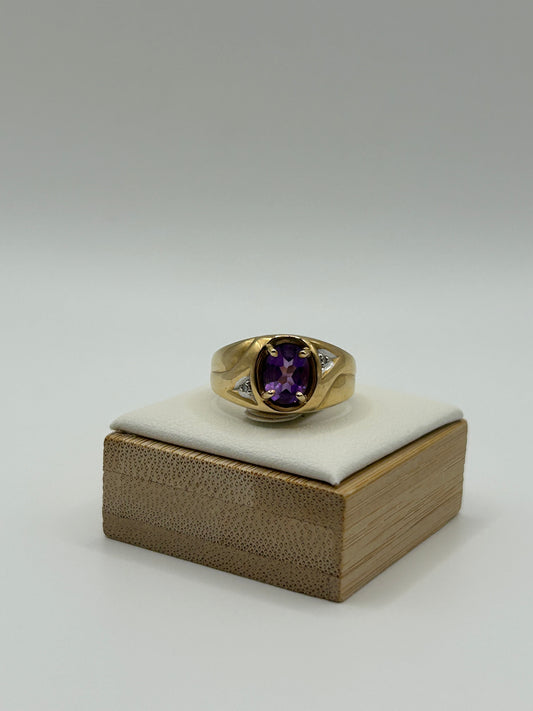 Amethyst & Diamond Ring (.02pts t.w.) in 10K Yellow Gold