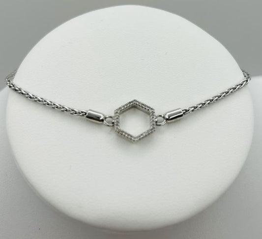Geometric Diamond Bolo Bracelet (.10pts t.w.) in Sterling Silver