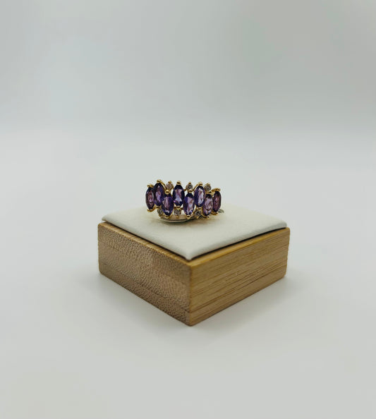 Amethyst & Diamond High Profile Ring (.10pts t.w.) in 14K Yellow Gold