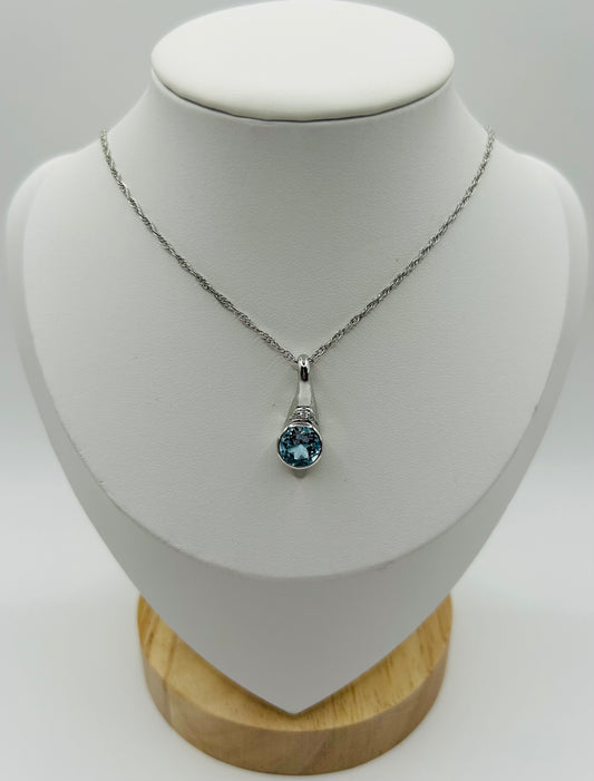 Round Blue Topaz Necklace