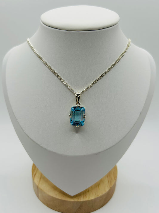 Blue Topaz Pendant in Sterling Silver