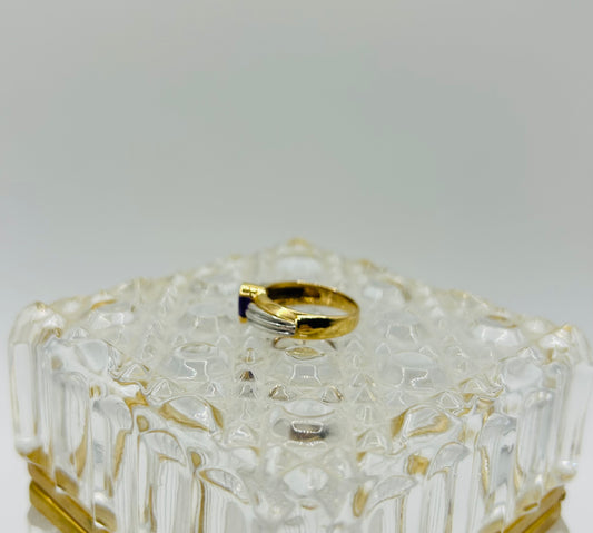 Two-Toned Amethyst Ring in 14K White and Yellow Gold