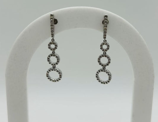 Circle Dangle Diamond Earrings (.10pts t.w.) in Sterling Silver