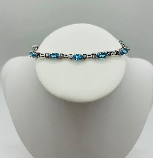 Blue Topaz Bracelet in Sterling Silver