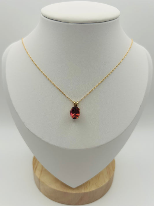Pink Tourmaline Pendant in 14K Yellow Gold