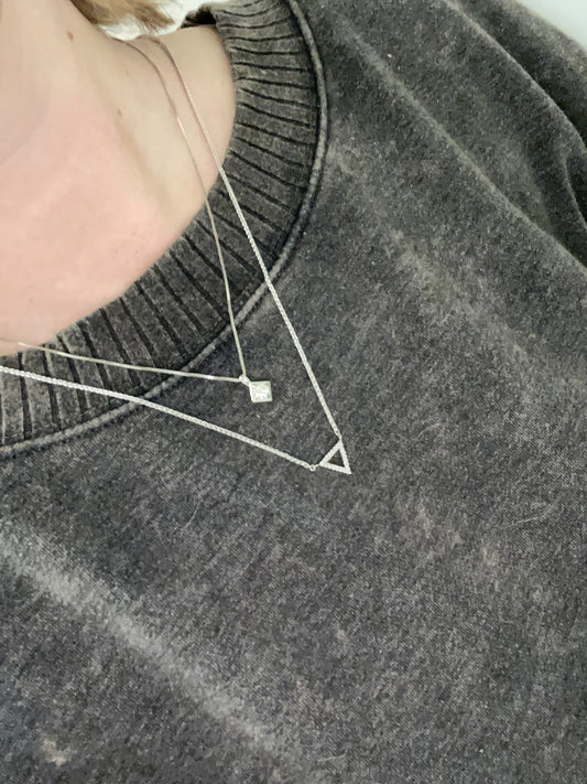 Triangle Shaped Diamond Pendant (.10pts t.w.) in Sterling Silver