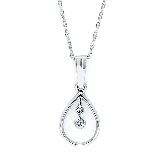 Pear Shaped Shimmering Diamond Pendant (.07pts t.w.) in 14kt White Gold