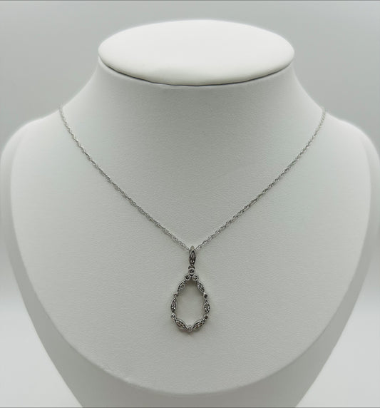 Marquise Diamond Pendant (.14pts t.w.) in Sterling Silver