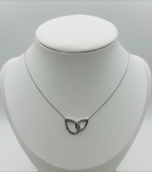 Interlocking Tear-drop Pendant (.12pts t.w.) in Sterling Silver
