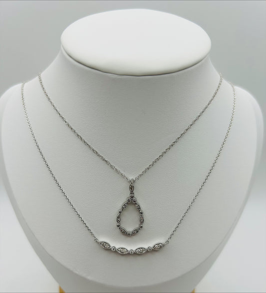 Marquise Diamond Pendant (.16pts t.w.) in Sterling Silver